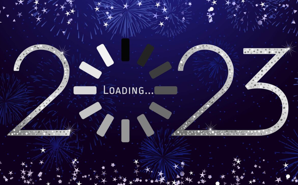 2023 A Happy New Year concept. Congrats sign. Decorative loading