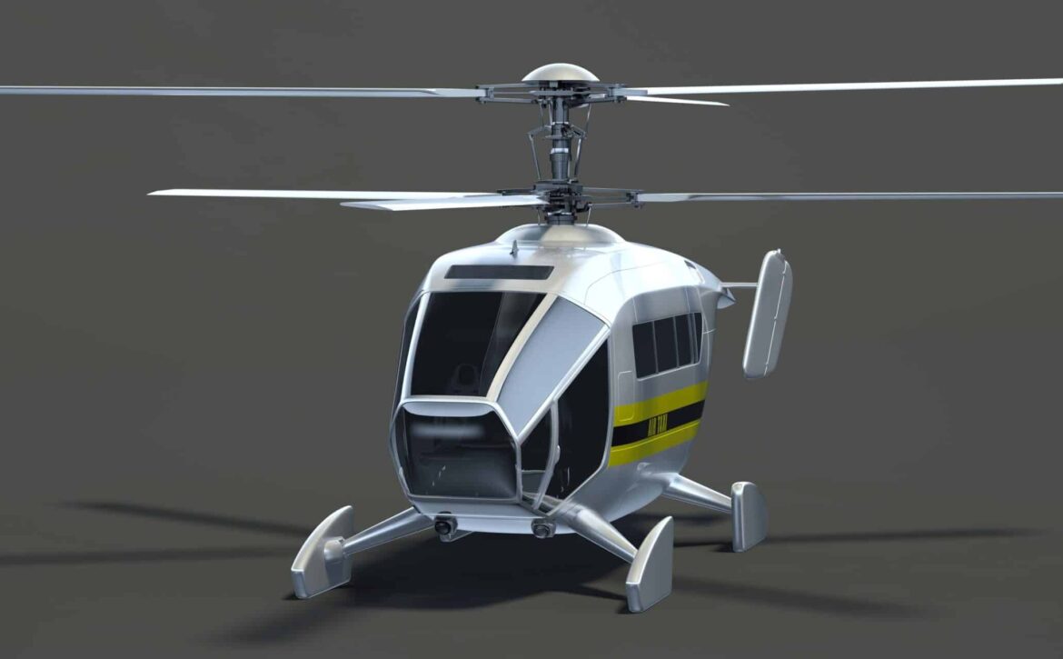 3D rendering of a brand-less generic concept air taxi