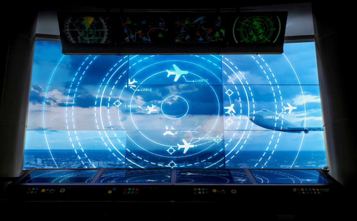 Simulation screen showing various flights for transportation and